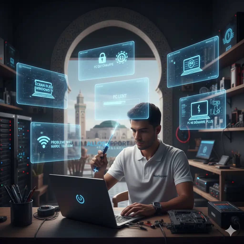 7 pannes PC courantes Maroc 2026 : solutions et assistance informatique Casablanca