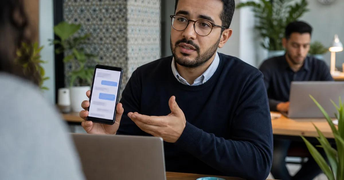 Utilisateur décrivant un problème informatique à l’assistant intelligent FIXI sur l’application AlloSupport